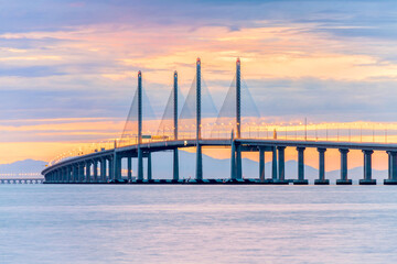 Wall Mural - 2nd Penang Bridge view during dawn in George Town, Penang, Malaysia