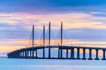 Wall Mural - 2nd Penang Bridge view during dawn in George Town, Penang, Malaysia