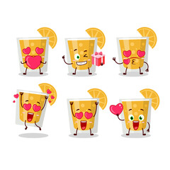 Wall Mural - orange juice cartoon character with love cute emoticon