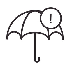 Poster - alert icon, umbrella waring, protection, attention danger exclamation mark precaution, line style design