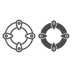 Poster - Lifebuoy line and solid icon, Summer concept, Lifesaver sign on white background, emergency lifebuoy icon in outline style for mobile concept and web design. Vector graphics.