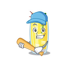 Sticker - Attractive pina colada cocktail caricature character playing baseball