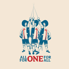 All For One For All Vector Illustration For Commercial Use Such As Logo, Tshirt Graphic, Etc...