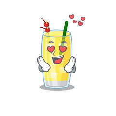 Sticker - Romantic pina colada cocktail cartoon character has a falling in love eyes