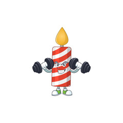 Sticker - Caricature picture of candle exercising with barbells on gym