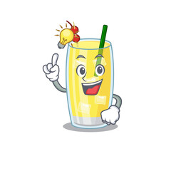 Canvas Print - Mascot character of smart pina colada cocktail has an idea gesture