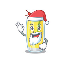 Poster - cartoon character of pina colada cocktail Santa having cute ok finger