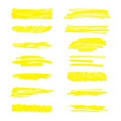Set of hatching or doodle splotches of textures vector illustration isolated on white background. Collection of paint marker grunge elements for sketch style design.