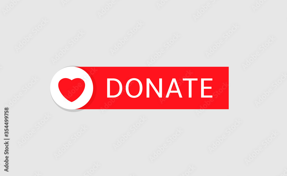 Voluntary and donation concept. Donate button icon. Red button with red ...