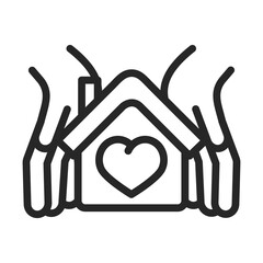 Sticker - donation charity volunteer help social hands protection house love line style icon