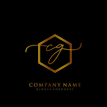 Initial letter CG Signature handwriting Logo Template Vector