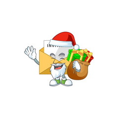 Poster - Santa invitation message Cartoon drawing design with sacks of gifts