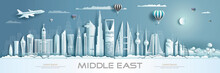 Travel To Middle East Landmarks Of Asia With Modern Architecture.