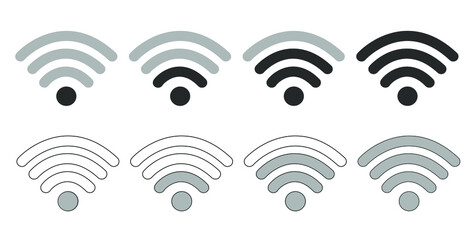 Poster - Wifi Wireless Lan Internet Signal Flat Icons For Apps Or Websites - On white Background