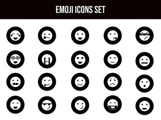 Canvas Print - Glyph Emoji Icon Set in Flat Style.