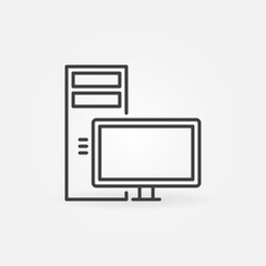 Poster - PC or Desktop Computer vector concept minimal icon or sign in outline style
