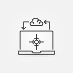 Poster - Playing Games on Laptop Remotely from a Cloud outline vector concept icon or design element