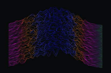 Aufkleber - Generative art and data visualization of simplex noise. Analog and digital line waveforms, sound waves, equalizer and recording concept.