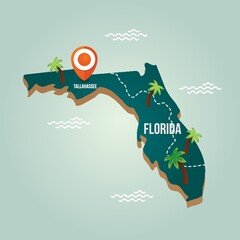 Poster - Florida map with capital city