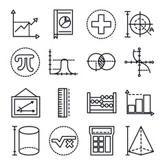 Wall Mural - math education school science icons collection line and style