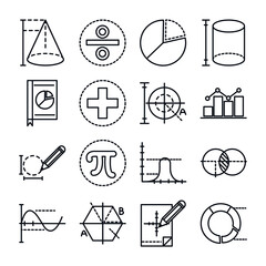 Wall Mural - math education school science icons collection line and style