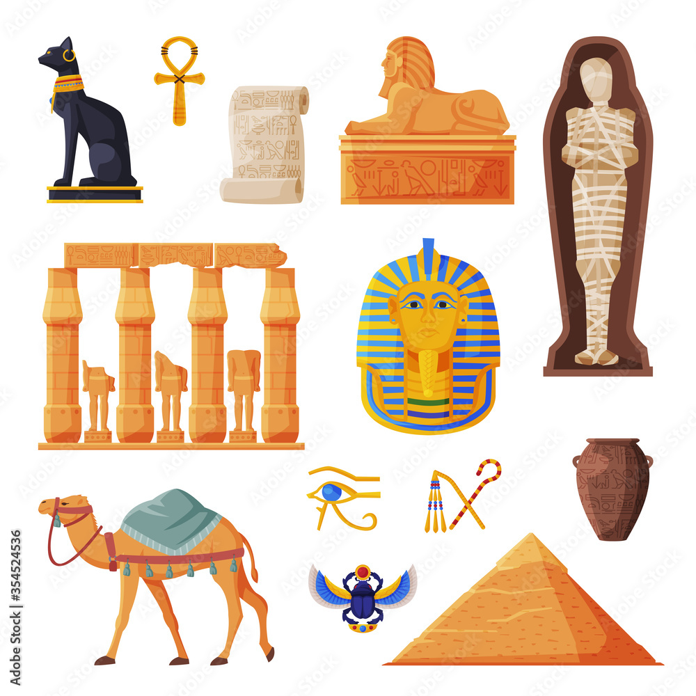 Ancient Egypt Set, Egyptian Traditional Cultural and Historical Symbols ...