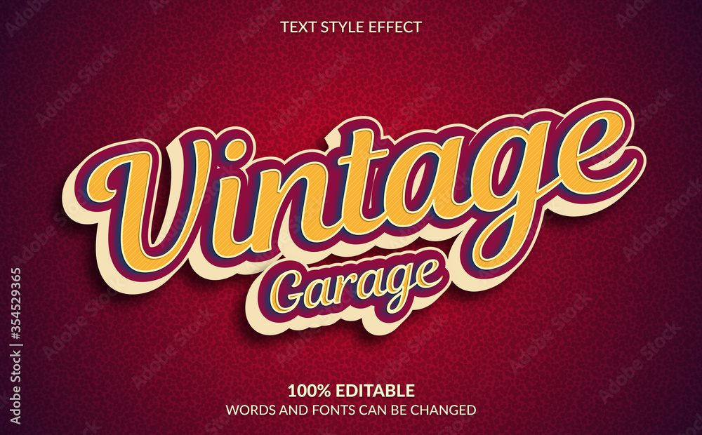 Editable Text Effect, Classic Vintage Garage Text Style - obrazy, fototapety, plakaty 