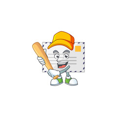 Sticker - cartoon design concept of letter playing baseball with stick