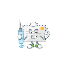 Canvas Print - A humble Nurse letter Cartoon character holding syringe