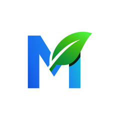 Letter M Leaf Nature Icon Vector Logo