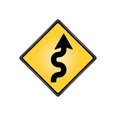 Wall Mural - Right-sided winding road sign