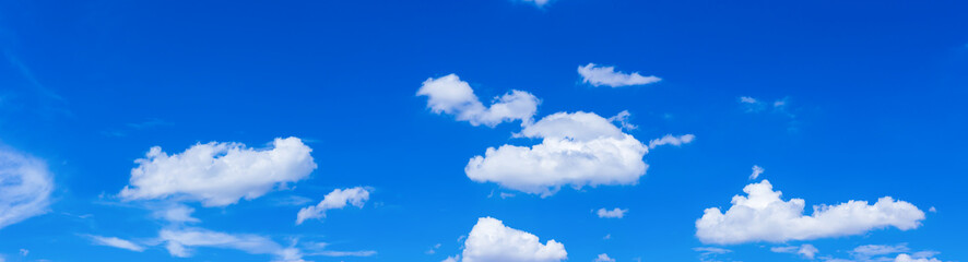 Wall Mural - Panorama blue sky background with tiny clouds.