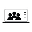 Conference Call on Laptop Computer. Black Illustration Icon EPS Vector