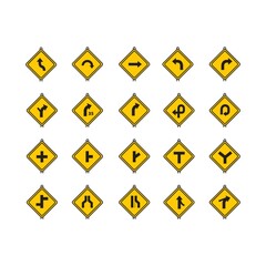 Wall Mural - Set of road sign icons