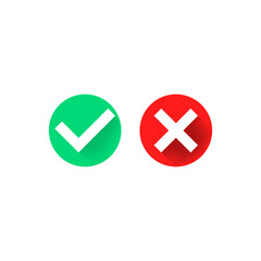 Poster - Check, checkmark, cross icon flat on isolated white background. EPS 10 vector.