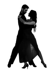 Wall Mural - Passionate young couple dancing on white background