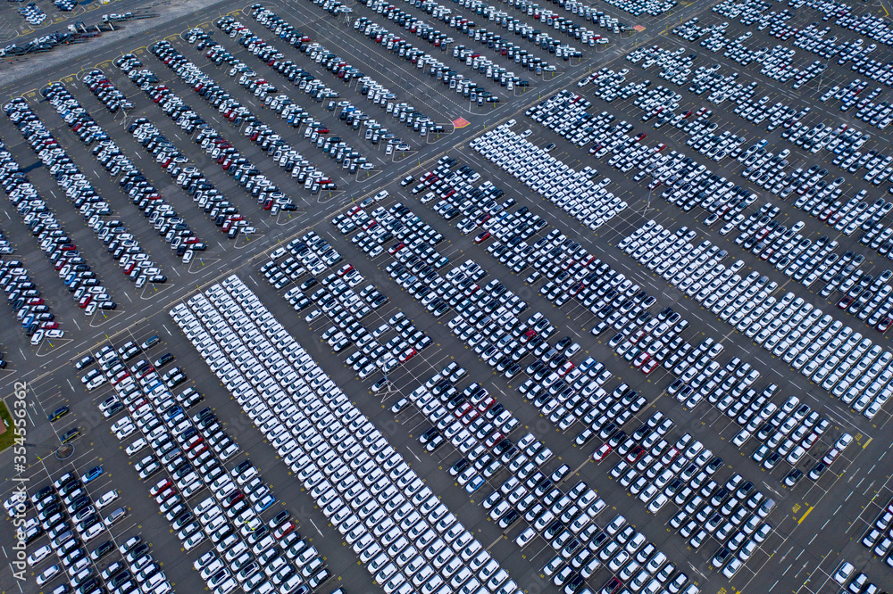 Cars export terminal in export and import business and logistics ...