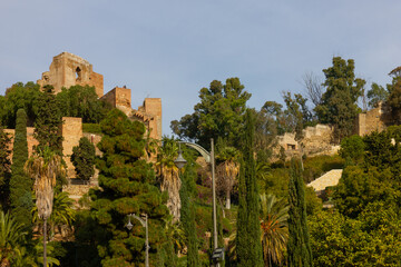 Wall Mural - Malaga, Spain, Gibralfaro Castle architecture