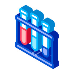 Sticker - Flask With Pathogen Analysis vector isometric sign. color isolated symbol illustration