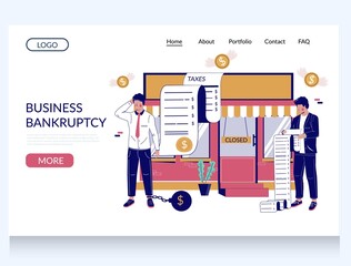 Wall Mural - business bankruptcy vector website landing page template