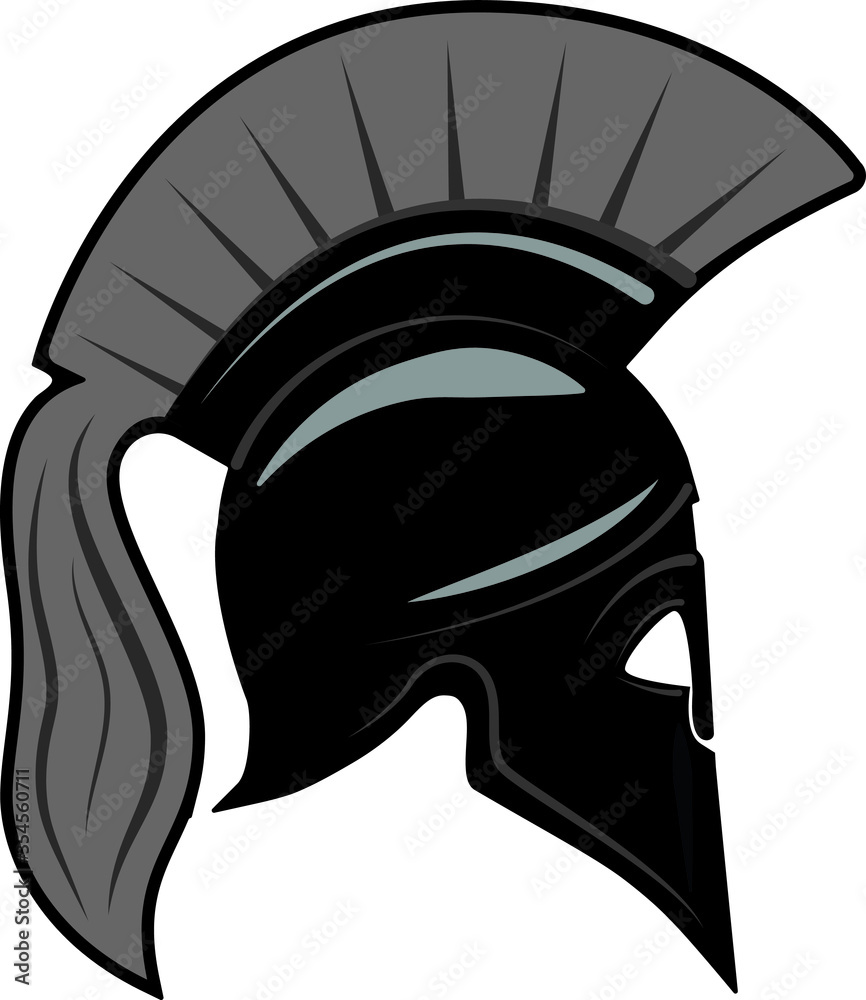 Illustration of side on Spartan helmet or Trojan helmet also called a ...