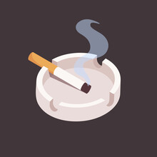 Ashes, Ashtray, Butt, Cigarette, Hot, Illustration, Isolated, Object, Sign, Smoke, Vector