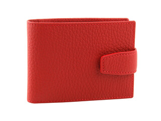 New red wallet of genuine cattle leather isolated