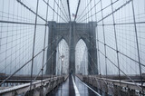 Fototapeta Miasta - Brooklyn bridge, New York City. USA. New York in a foggy day in downtown Manhattan.