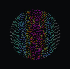 Aufkleber - Circle with wavy texture, minimal logo or abstract illustration. Parametric Generative glitch art and data visualization.