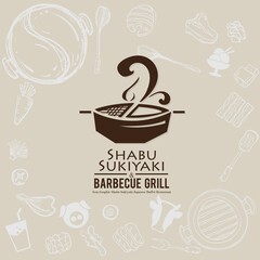 Poster - shabu sukiyaki and grill sign symbol logo icon food restaurant