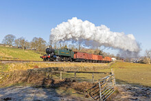 GWR Large Prarie No. 4144 Powers Past Top Field With The First Working Of The Keighley And Worth Valley Railway Steam Gala, The 09:05 Goods From Keighley On Friday 6th March 2020.