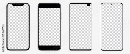 Cuadros en Lienzo Realistic models smartphone with blank screens for your design
