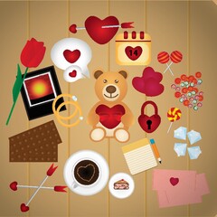 Canvas Print - Collection of valentines day icons