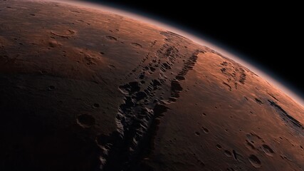 Wall Mural - mars planet rotating in the outer space.. orbiting planet mars. traveling to the red planet mars in 